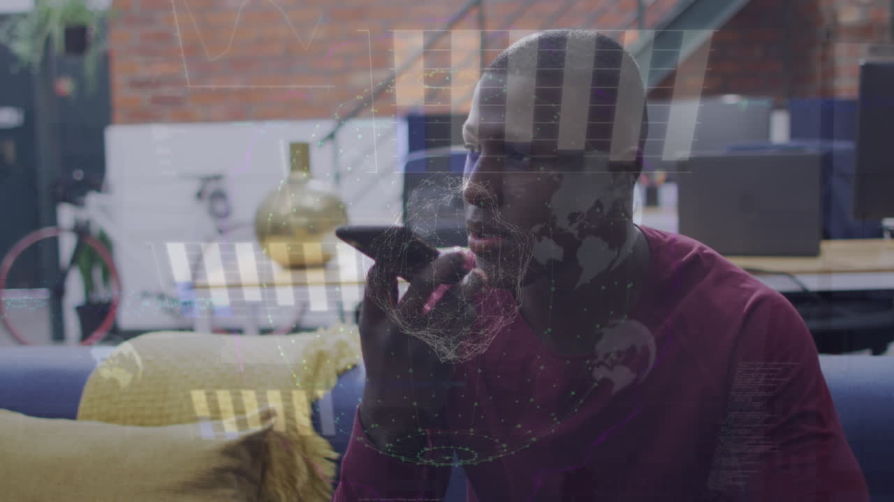 그래프의 애니메이션, 지구, 컴퓨터 언어, 아프리카계 미국인, 드폰의 스피커에서 이야기하는 사람