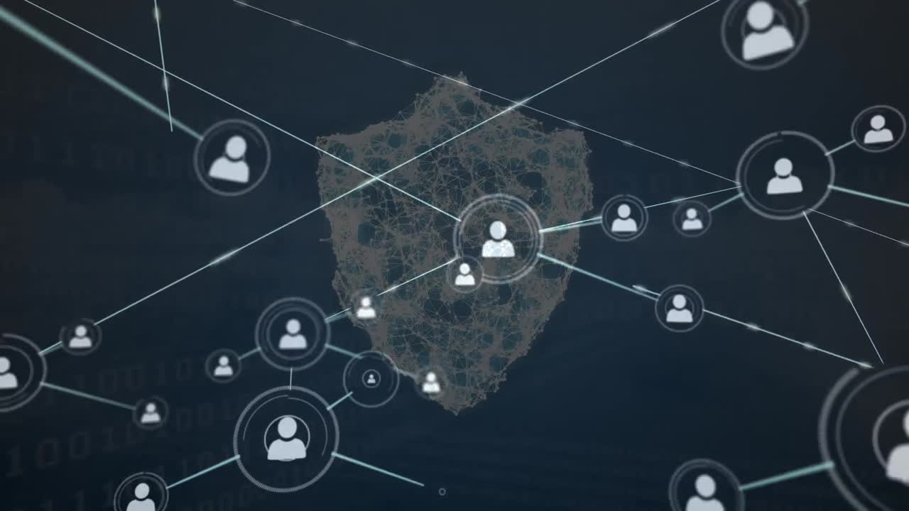 animación del procesamiento de datos sobre el escudo
