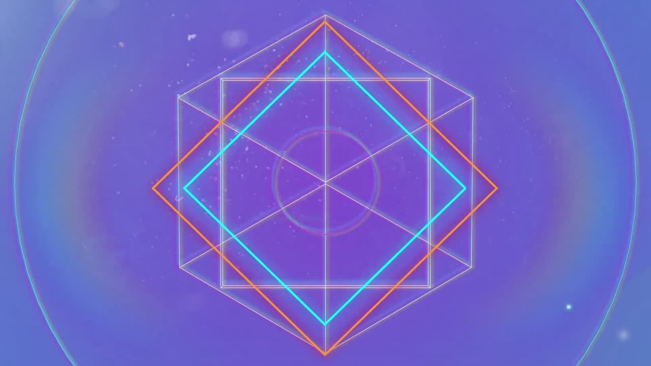 animación de formas geométricas con fondo azul