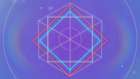 Animation-of-geometric-shapes-in-blue-background
