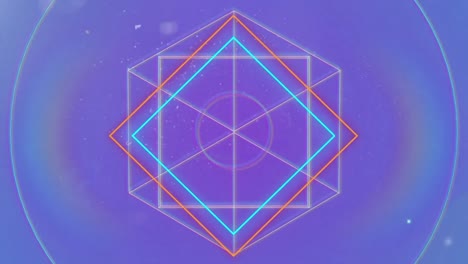 animation of geometric shapes in blue background