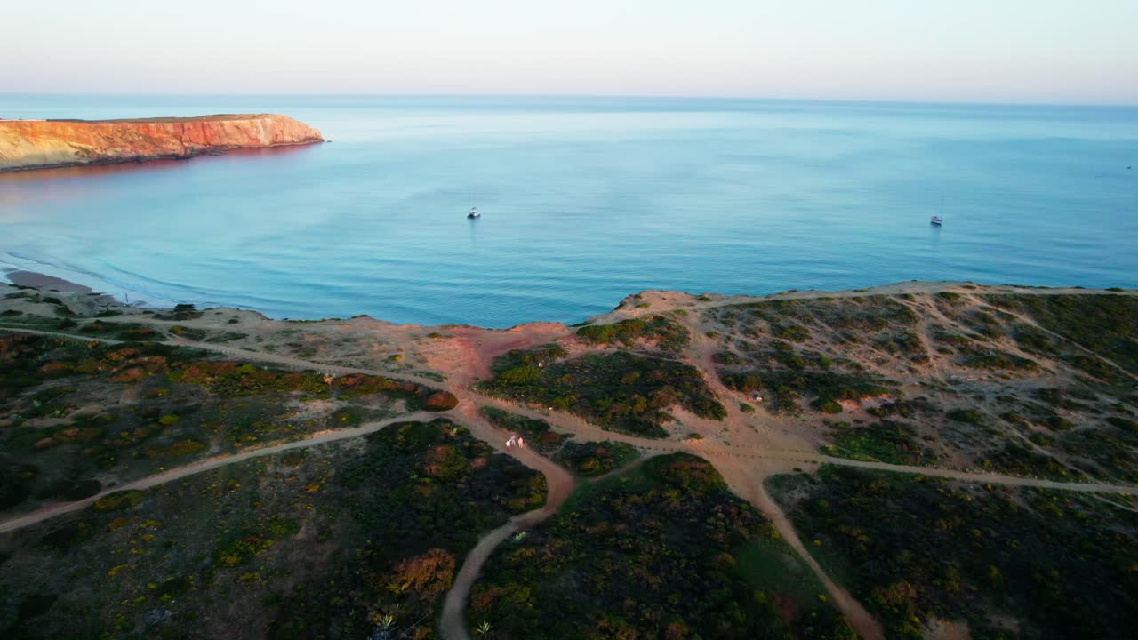Aerial View Of Boats In The Sea During Sunrise