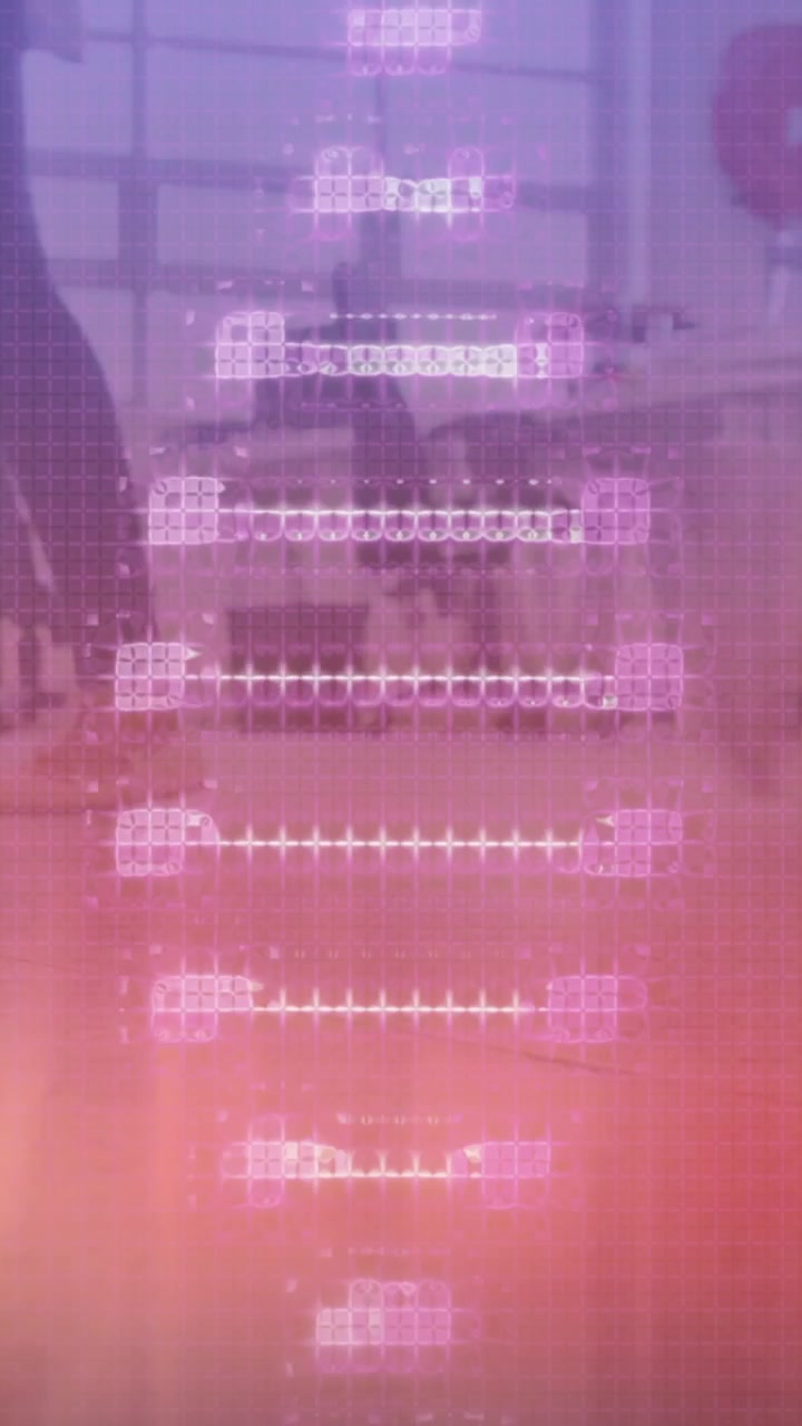 Composition of rows of digital screens with data processing with green edge and glowing smartphone