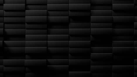 3d animation of black abstract geometric brick wall