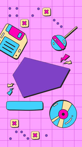 motion graphic of flat 90s party instagram posts collection