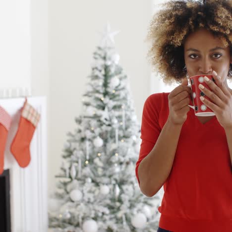 friendly smiling young woman celebrating christmas