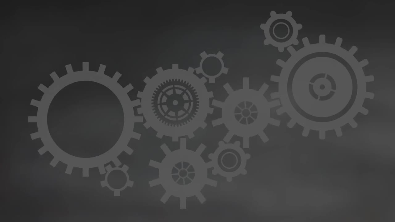animación de engranajes en movimiento sobre fondo gris