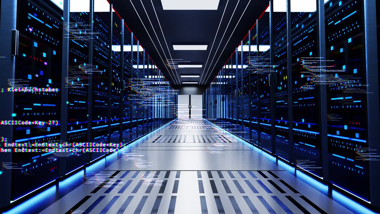 Loop animation of data processing digital global network of internet information flowing through