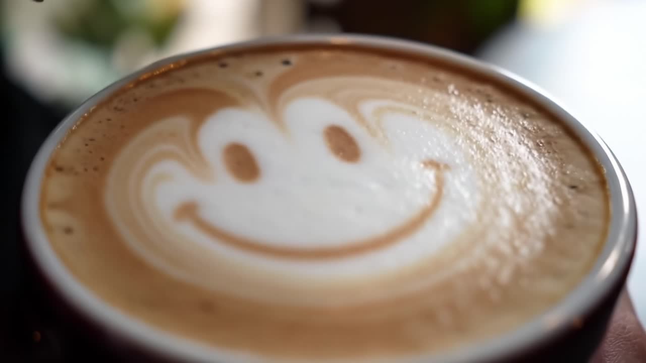 Delightful Latte Art: A Journey from Cheerful Smiley to Subtle Elegance in Two Captivating Frames of Coffee Mastery
