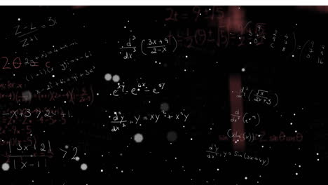 animación de puntos blancos sobre ecuaciones matemáticas sobre un fondo negro