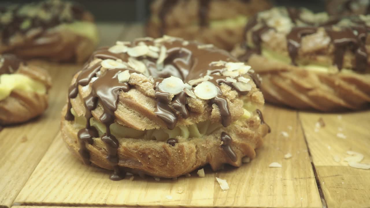 Delicious Chocolate and Nut-Topped Pastry