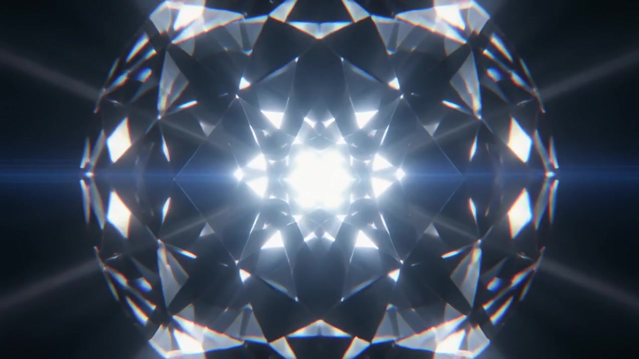 Rotating Diamond Gemstone with Glowing Light Refractions