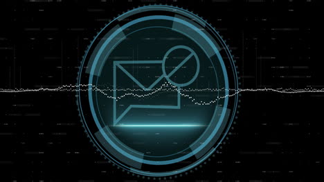 animación del escaneo del sobre y del alcance sobre el procesamiento de datos