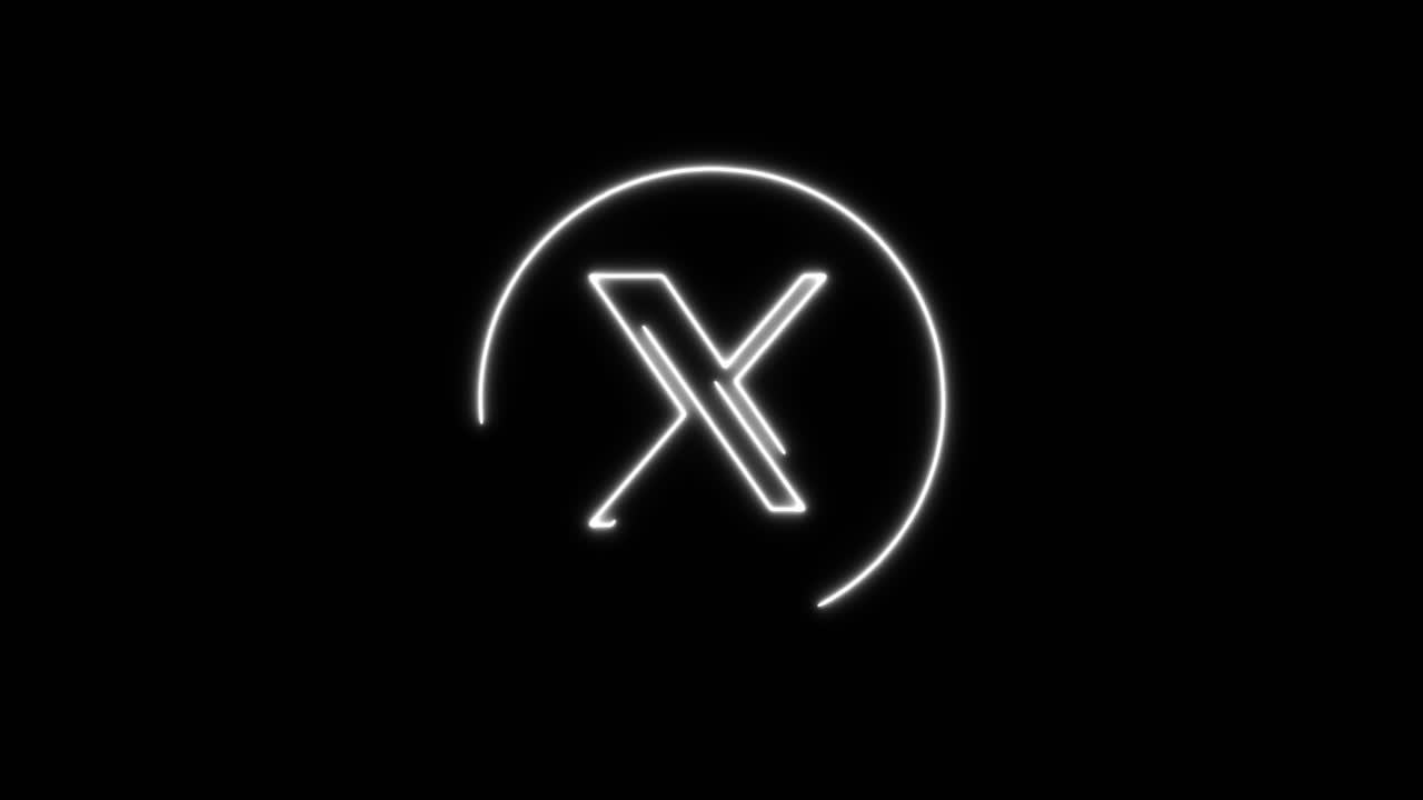Lettera X animata al neon bianco che si disegna in un cerchio.