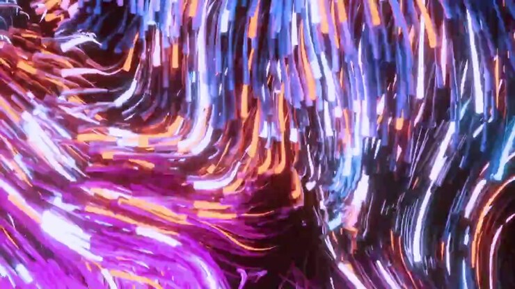 Dynamic Swirl of Vibrant Glowing Neon Light Trails