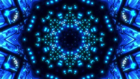 fondo abstracto azul con luces. ciclo de caleidoscopio vj