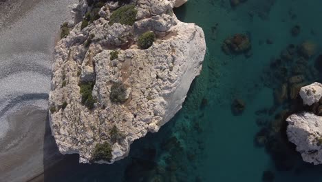 rotating top-down view of the famous aphrodite's rock.