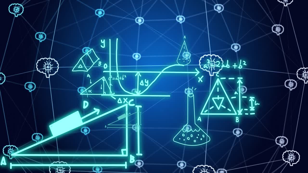 анимация обработки данных через соединения с иконками