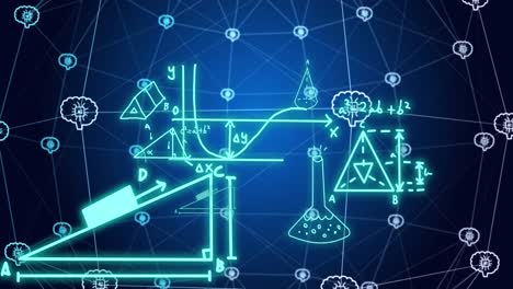 animación de un procesamiento de datos a través de conexiones con iconos