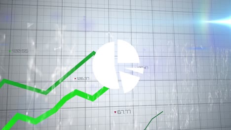 animación del procesamiento de datos financieros sobre personas de negocios caminando