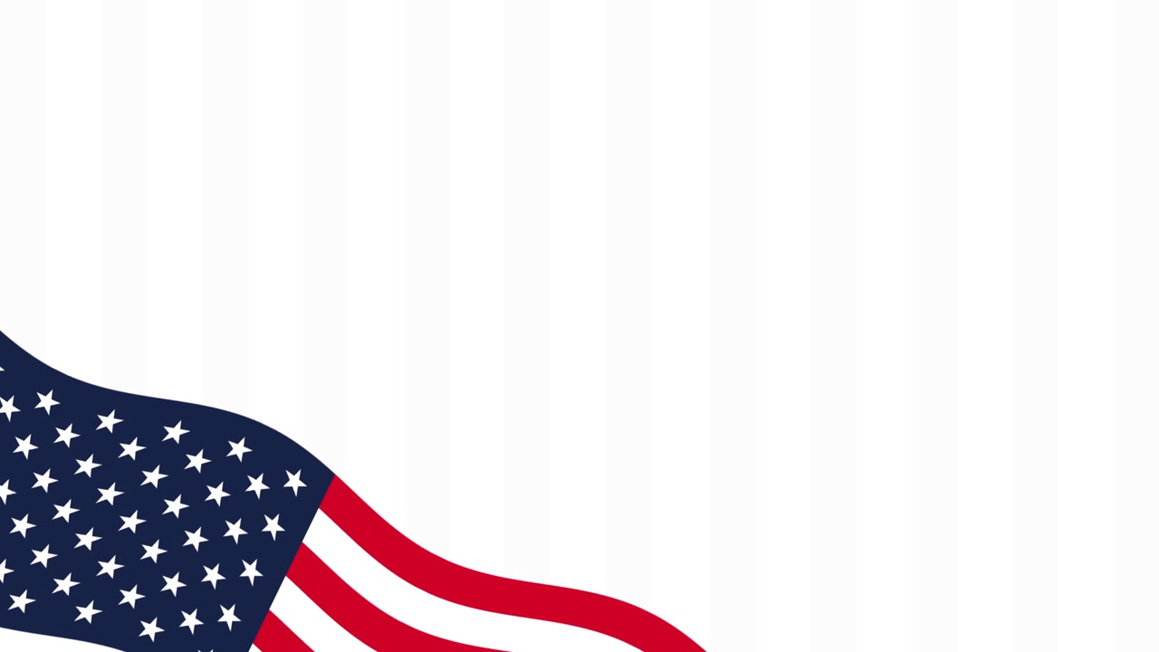 Animation af vajende amerikansk flag med hvidstribet baggrund