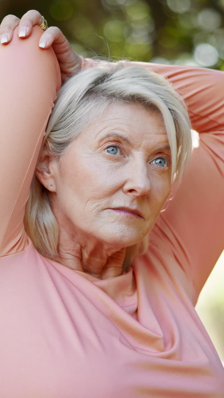 Close-up of a Senior Woman Stretching Outdoors