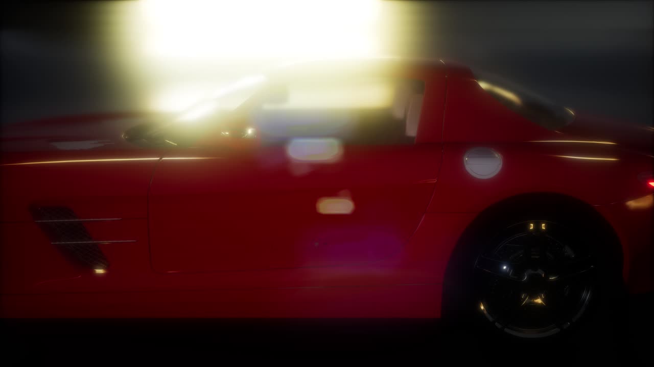 coche deportivo de lujo en un estudio oscuro con luces brillantes