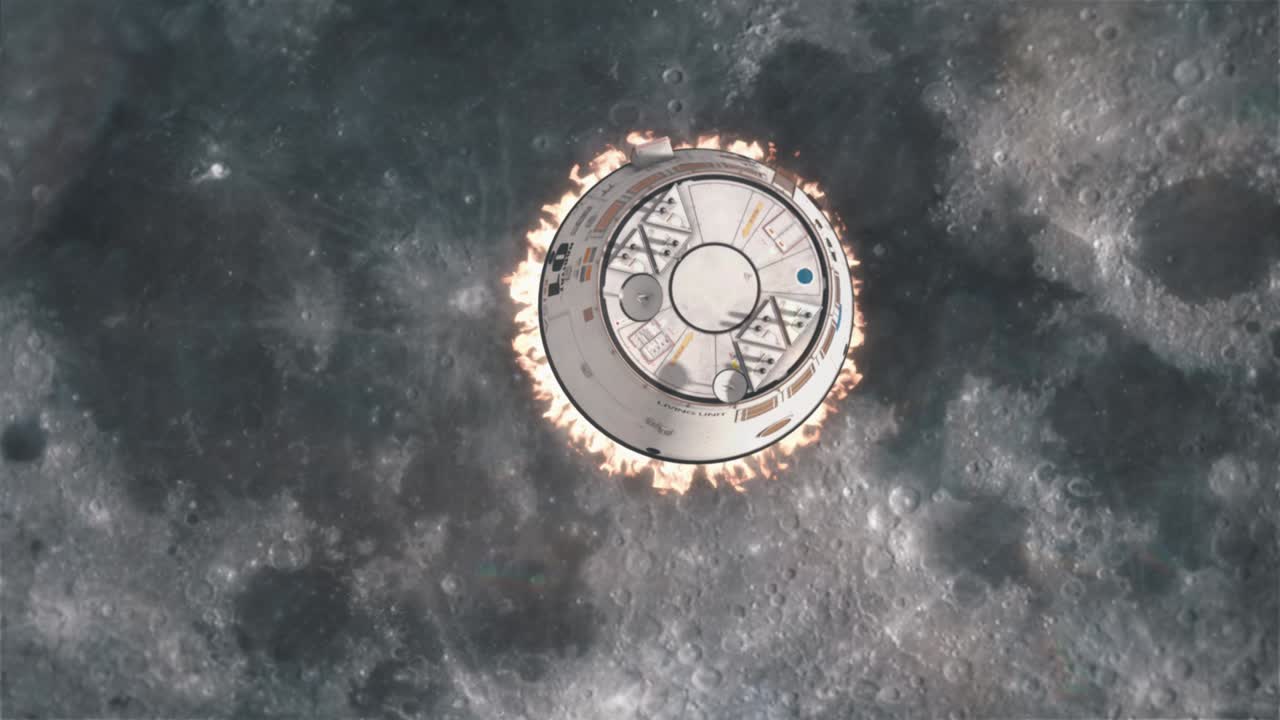 cápsula espacial descendiendo a la superficie de la luna