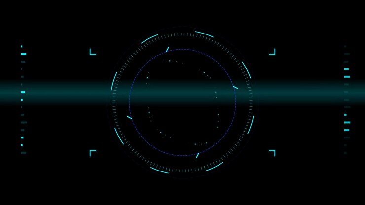Interfaccia HUD Digitale Futuristica con Elementi Circolari in Scansione