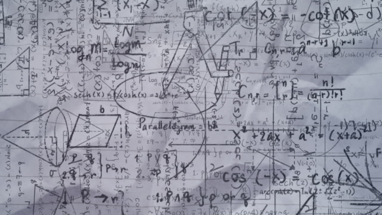 animación de fórmulas matemáticas sobre un fondo gris