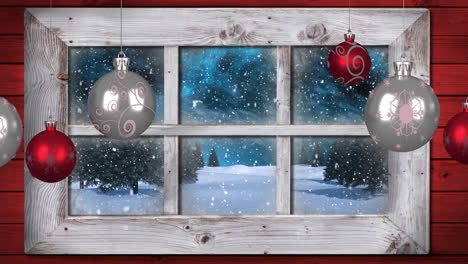 Winterlandschaft-Durch-Fenster-Gesehen