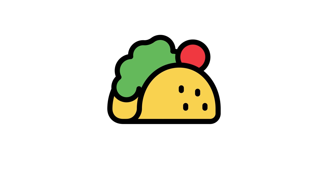 Ícone Animado de Taco Balançando em Fundo Branco