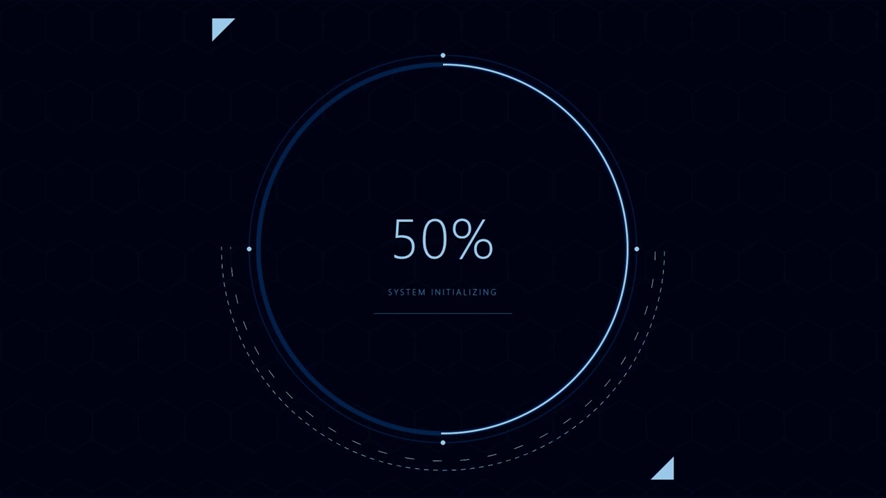 Digital Loading Progress Circle with System Initializing Text