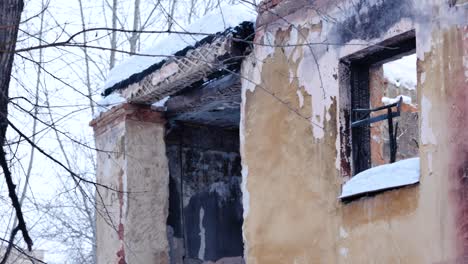 ruined building in winter