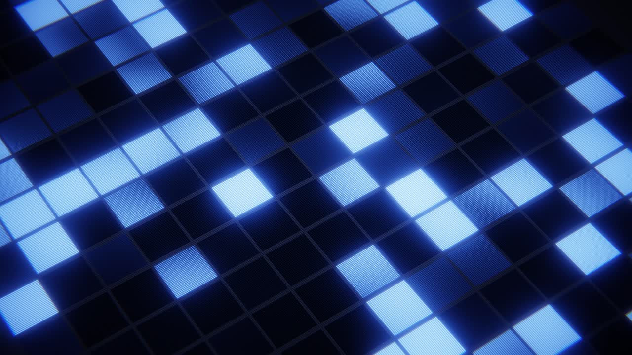 Dynamic Blue Squares Lighting Up in a Digital Grid