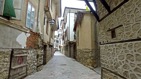alley street in old town ohrid, macedonia