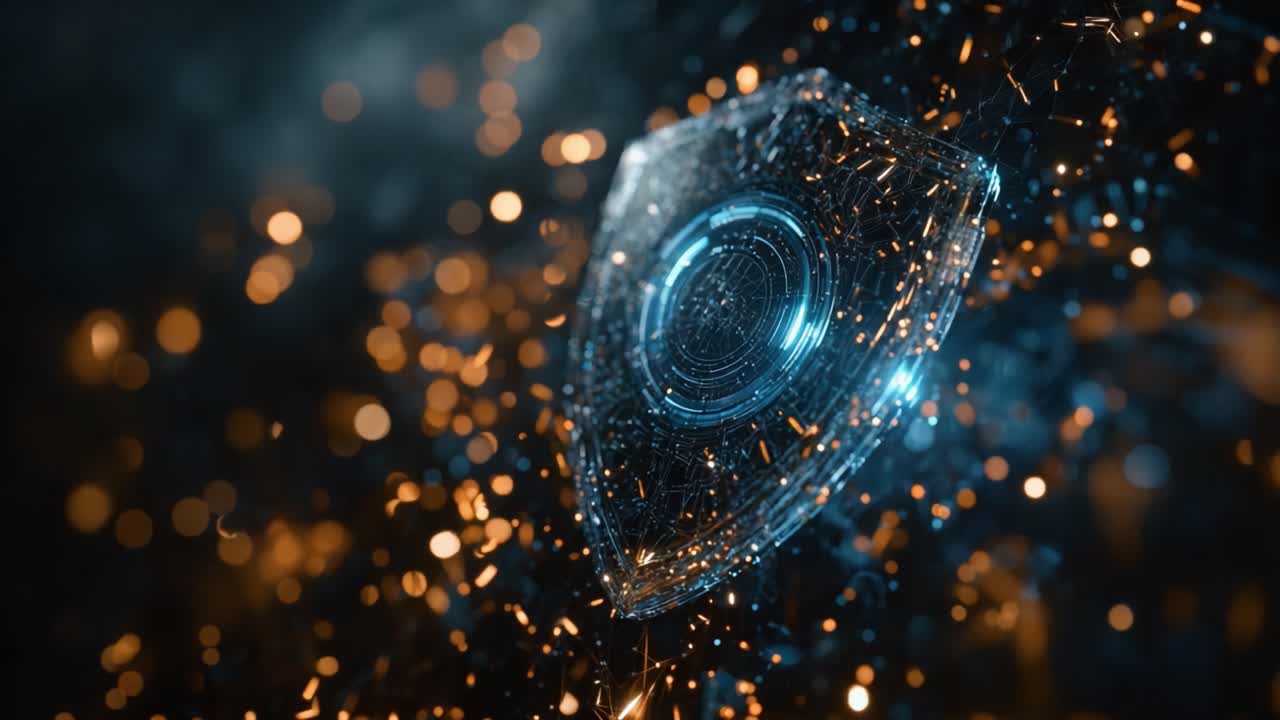 A Glowing Digital Shield: Exploring the Future of Cybersecurity and Protection through Abstract Visualization and Technological Innovation