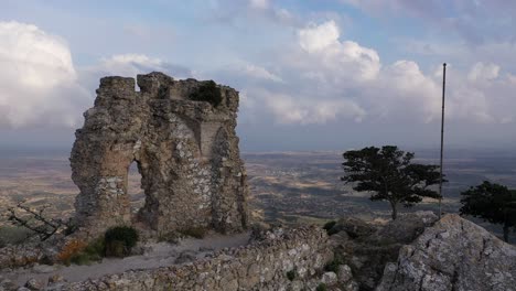 aerial view of the historic kantara castle located on the mountain overlooking the karpasia peninsula