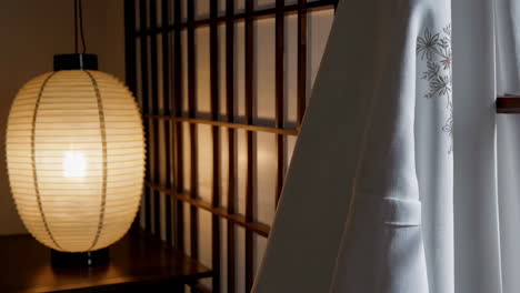 japanese room with kimono and lantern