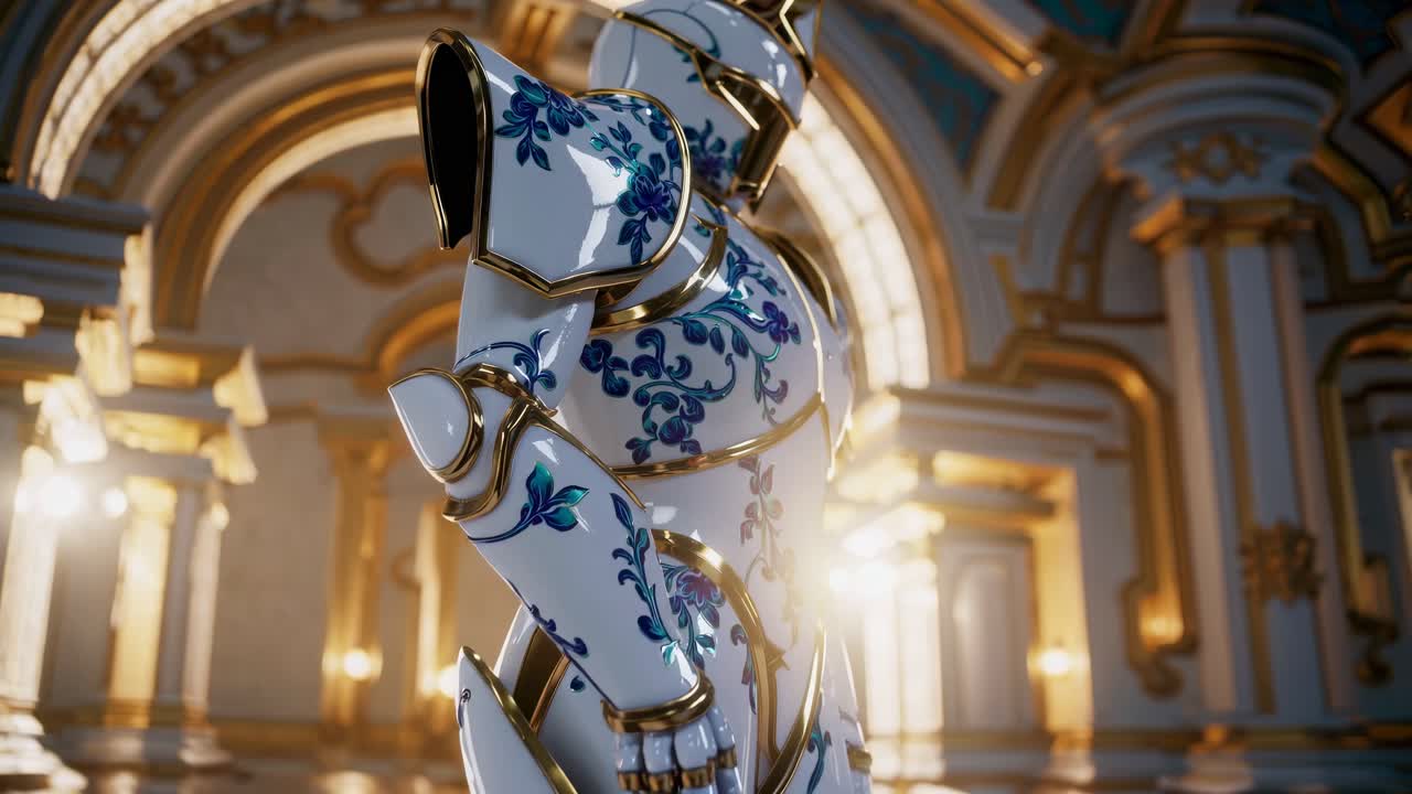 Stylish Floral-Patterned Robotic Armor