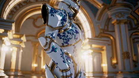 stylish floral-patterned robotic armor