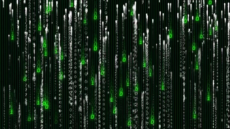 Data feed starting binary streams spawning top forming dense green code curtain showing rising flow