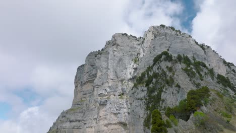 overtaking cliff to impressive rock mountain, mount granier, french alps