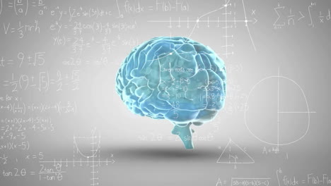 animación de cerebro giratorio sobre ecuaciones matemáticas