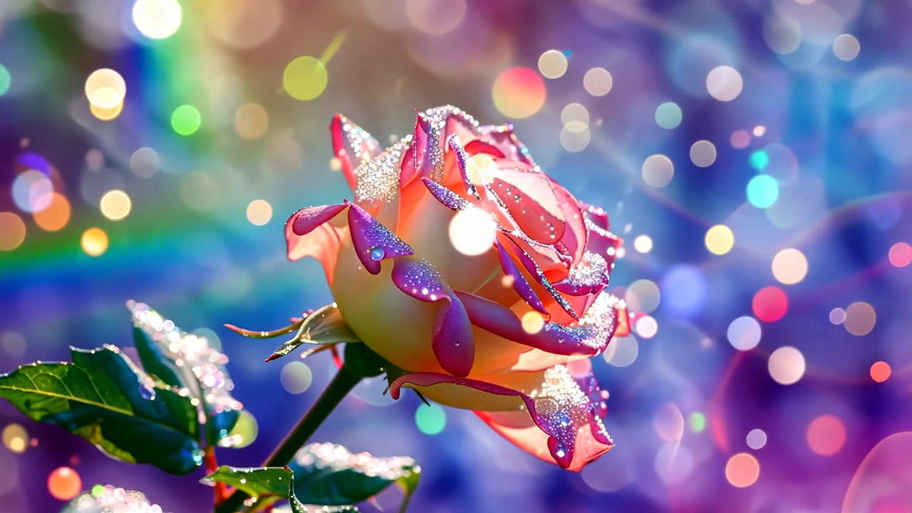 Rosa singola rosa e gialla con gocce di rugiada scintillanti