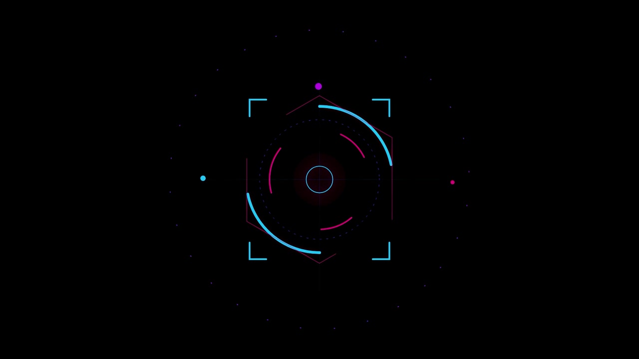 Abstract Futuristic HUD Interface Animation with Rotating Geometric Elements