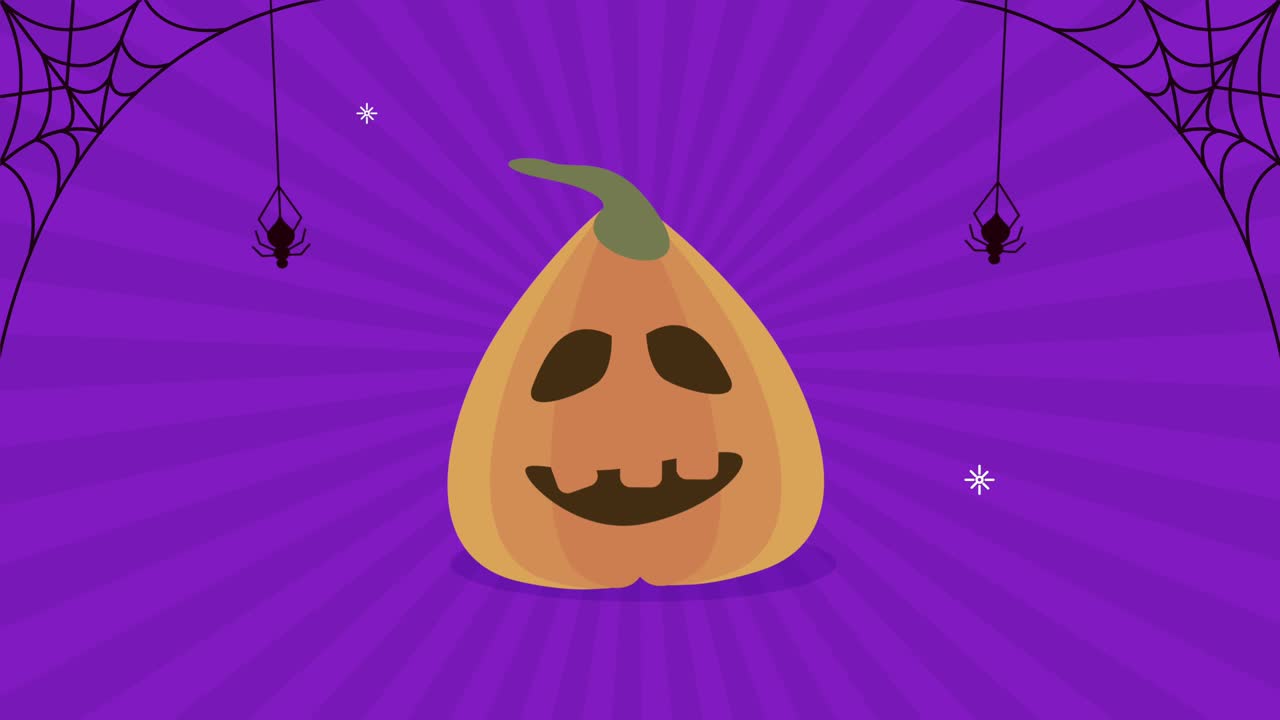 feliz halloween calabaza y animación de araña