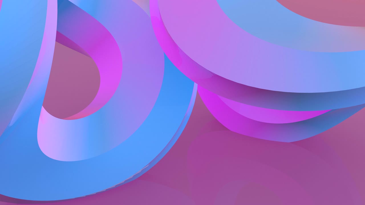 girando curva cremosa imágenes 3d. moviendo espiral en superficie de vidrio con reflexión. curva dinámica abstracta forma de plástico animación. movimiento de crema batida azul y violeta en fondo rosa video sin costuras