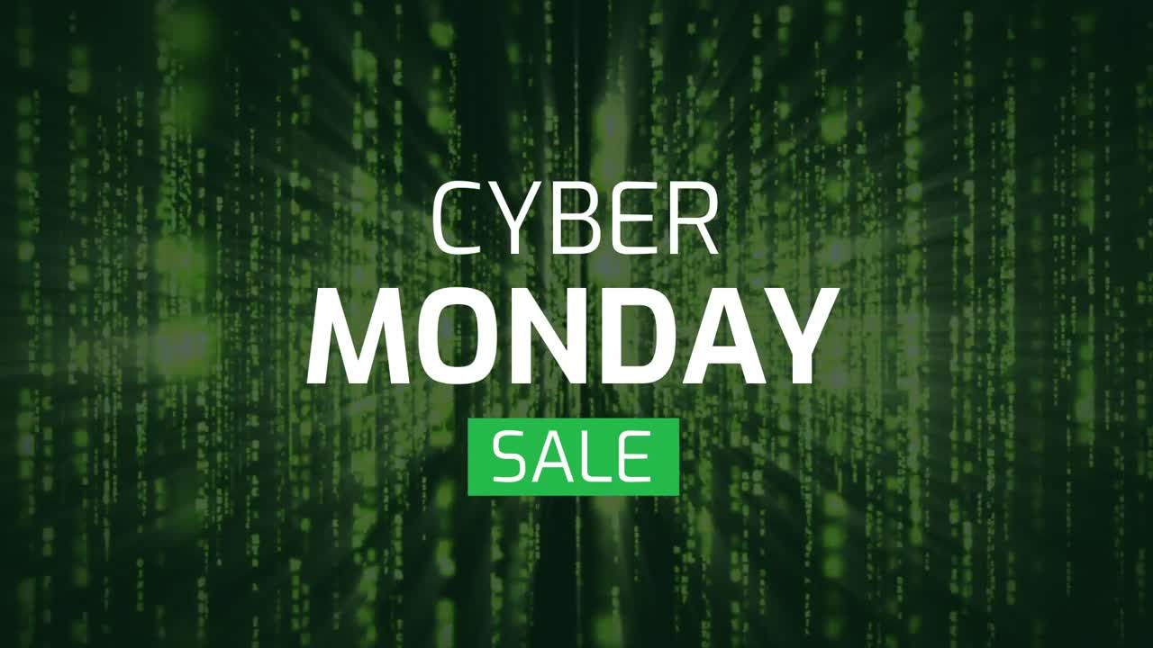 Cyber Monday sale sign against digital background 4k