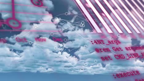 animación de gráficos financieros y conexiones a través de nubes